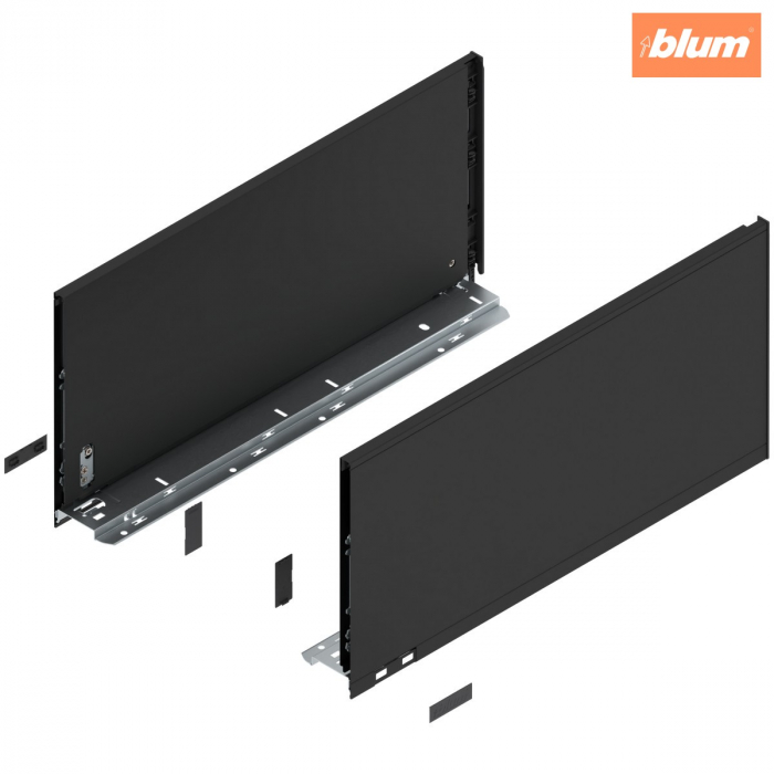 Laterală de sertar LEGRABOX, Înălţime F (241 mm), NL=500 mm, dreapta+stânga, pentru LEGRABOX pure, finisaj negru-carbon mat 770F5002S [1]