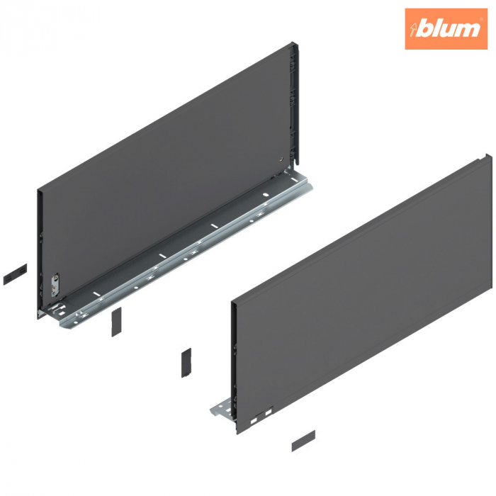Laterală de sertar LEGRABOX, Înălţime F (241 mm), NL=550 mm, dreapta+stânga, pentru LEGRABOX pure, finisaj gri-orion mat 770F5502S [1]
