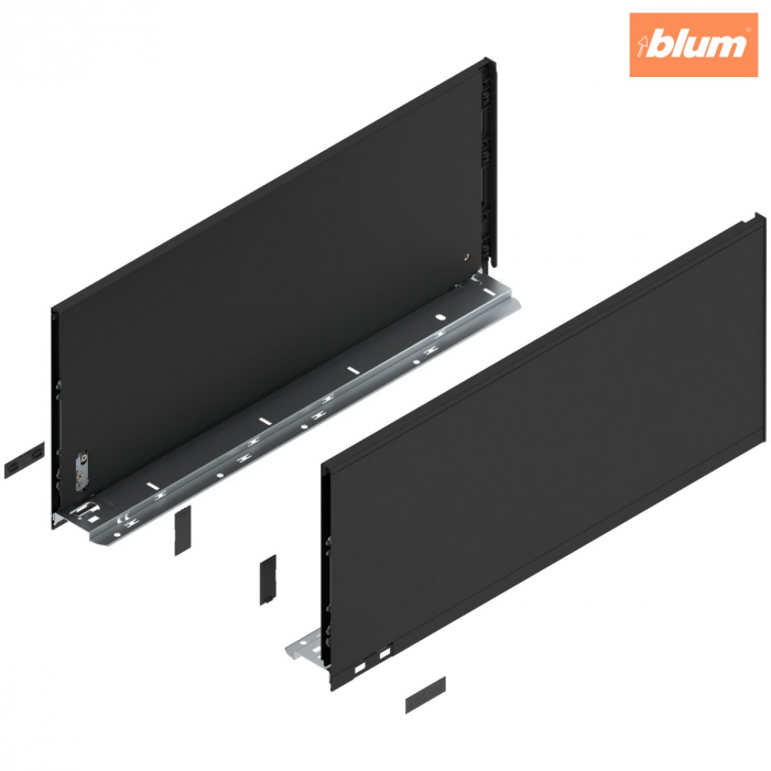 Laterală de sertar LEGRABOX, Înălţime F (241 mm), NL=550 mm, dreapta+stânga, pentru LEGRABOX pure, finisaj negru-carbon mat 770F5502S [1]