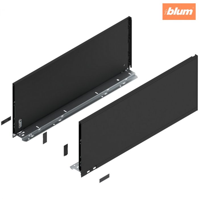 Laterală de sertar LEGRABOX, Înălţime F (241 mm), NL=600 mm, dreapta+stânga, pentru LEGRABOX pure, finisaj negru-carbon mat 770F6002S [1]