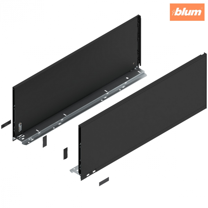 Laterală de sertar LEGRABOX, Înălţime F (241 mm), NL=650 mm, dreapta+stânga, pentru LEGRABOX pure, finisaj negru-carbon mat 770F6502S [1]