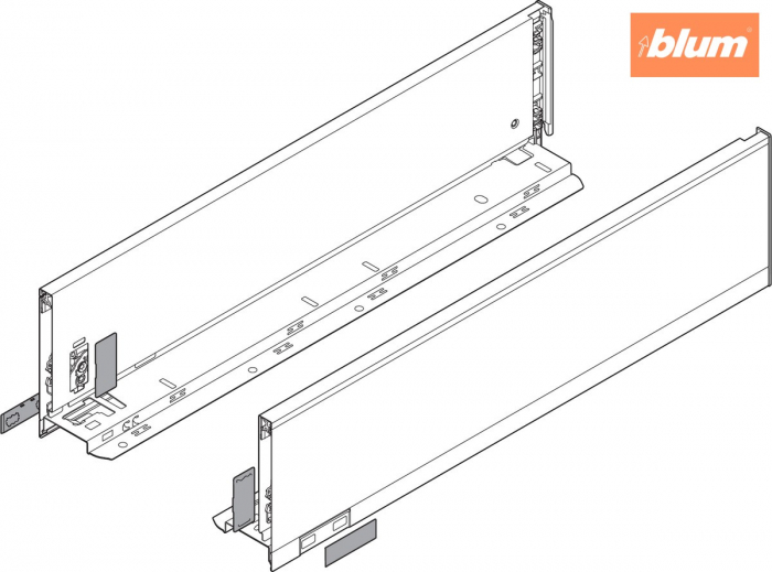 Laterală de sertar LEGRABOX, Înălţime K (128.5 mm), NL=500 mm, dreapta+stânga, pentru LEGRABOX pure, finisaj inox periat-lăcuit 770K5002I [2]