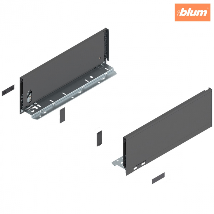 Laterală de sertar LEGRABOX, Înălţime K (128.5 mm), NL=350 mm, dreapta+stânga, pentru LEGRABOX pure, finisaj gri-orion mat 770K3502S [1]