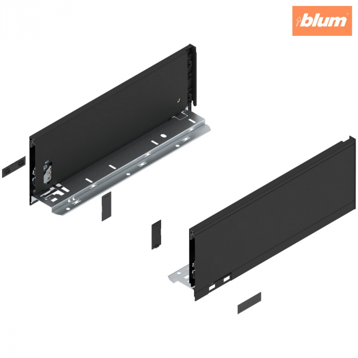 Laterală de sertar LEGRABOX, Înălţime K (128.5 mm), NL=350 mm, dreapta+stânga, pentru LEGRABOX pure, finisaj negru-carbon mat 770K3502S [1]