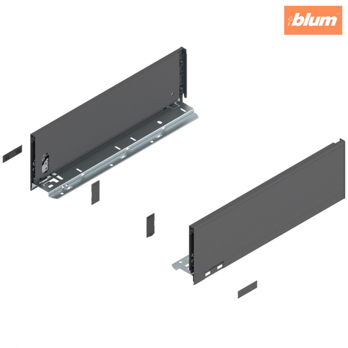 Laterală de sertar LEGRABOX, Înălţime K (128.5 mm), NL=400 mm, dreapta+stânga, pentru LEGRABOX pure, finisaj gri-orion mat 770K4002S [1]