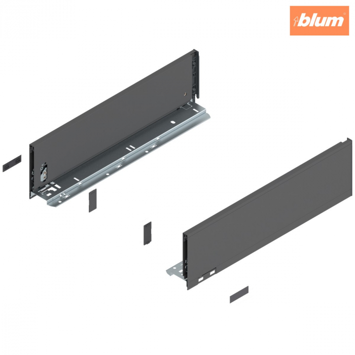 Laterală de sertar LEGRABOX, Înălţime K (128.5 mm), NL=450 mm, dreapta+stânga, pentru LEGRABOX pure, finisaj gri-orion mat 770K4502S [1]