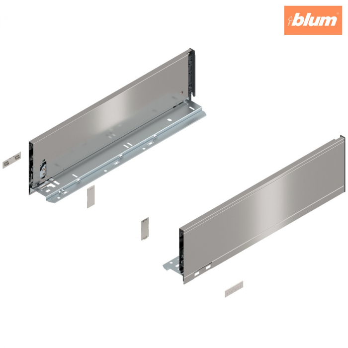Laterală de sertar LEGRABOX, Înălţime K (128.5 mm), NL=450 mm, dreapta+stânga, pentru LEGRABOX pure, finisaj inox periat-lăcuit 770K4502I [1]