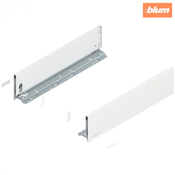 Laterală de sertar LEGRABOX, Înălţime K (128.5 mm), NL=500 mm, dreapta+stânga, pentru LEGRABOX pure, finisaj alb-mătase mat 770K5002S [1]