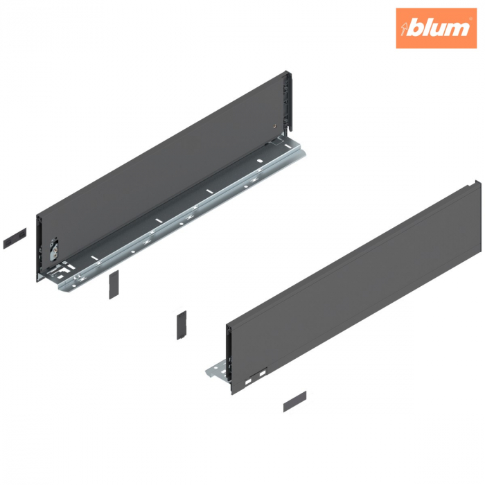Laterală de sertar LEGRABOX, Înălţime K (128.5 mm), NL=550 mm, dreapta+stânga, pentru LEGRABOX pure, finisaj gri-orion mat 770K5502S [1]