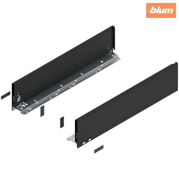 Laterală de sertar LEGRABOX, Înălţime K (128.5 mm), NL=550 mm, dreapta+stânga, pentru LEGRABOX pure, finisaj negru-carbon mat 770K5502S [1]