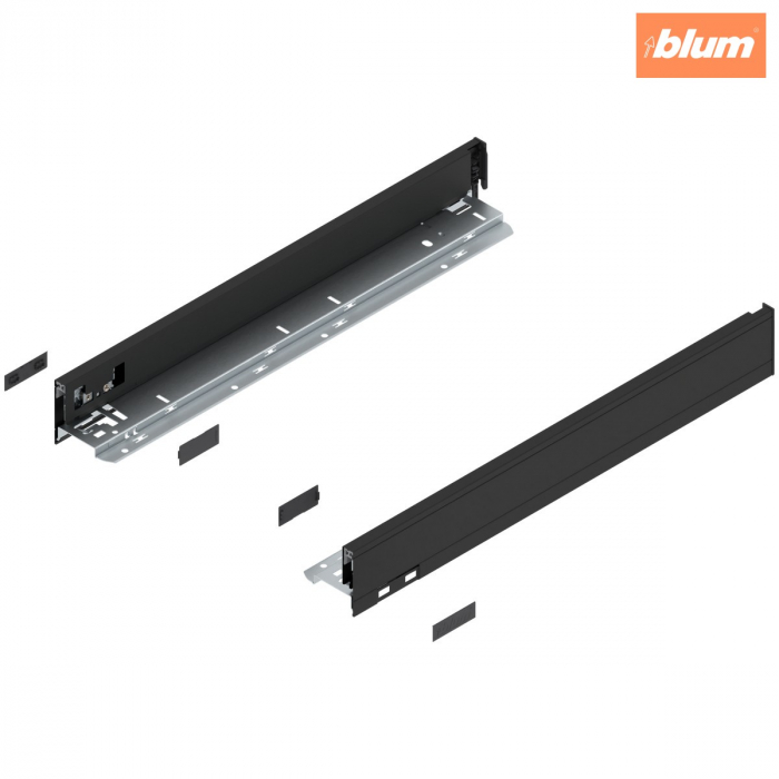 Laterală de sertar LEGRABOX, Înălţime N (66.5 mm), NL=500 mm, dreapta+stânga, pentru LEGRABOX pure, finisaj negru-carbon mat 770N5002S [1]