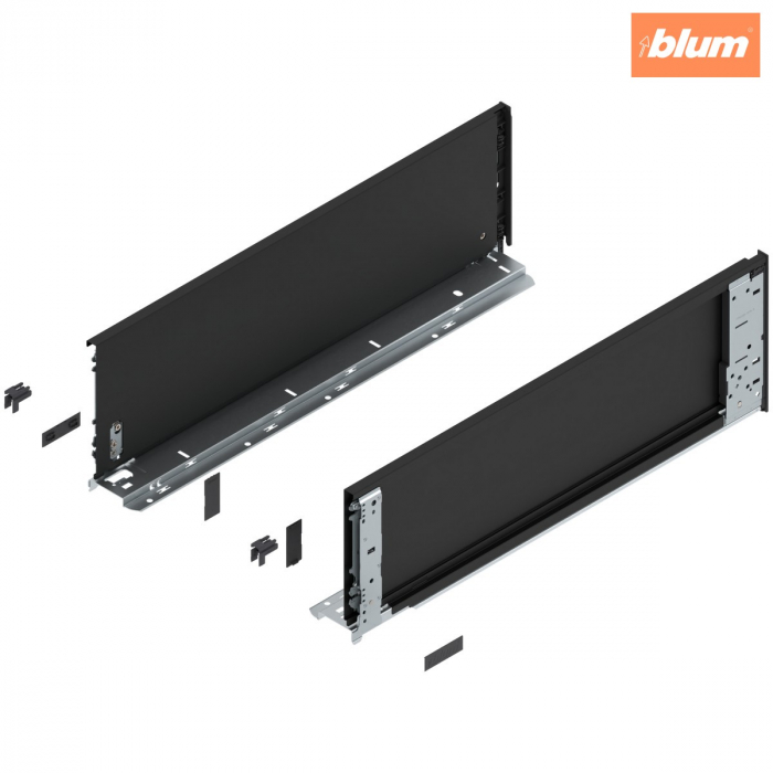 Laterală de sertar LEGRABOX (interior), Înălţime C (177 mm), NL=550 mm, dreapta+stânga, pentru LEGRABOX pure, finisaj negru-carbon mat 770C5501S [1]