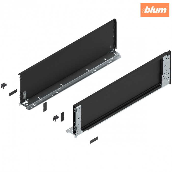 Laterală de sertar LEGRABOX (interior), Înălţime C (177 mm), NL=600 mm, dreapta+stânga, pentru LEGRABOX pure, finisaj negru-carbon mat 770C6001S [1]