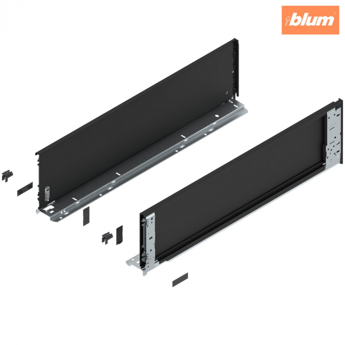 Laterală de sertar LEGRABOX (interior), Înălţime C (177 mm), NL=650 mm, dreapta+stânga, pentru LEGRABOX pure, finisaj negru-carbon mat 770C6501S [1]