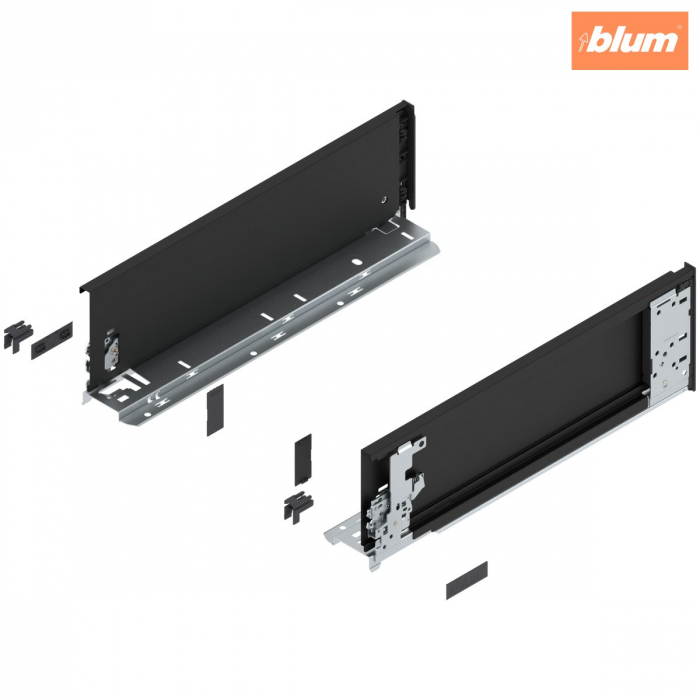 Laterală de sertar LEGRABOX (interior), Înălţime K (128.5 mm), NL=400 mm, dreapta+stânga, pentru LEGRABOX pure, finisaj negru-carbon mat 770K4001S [1]