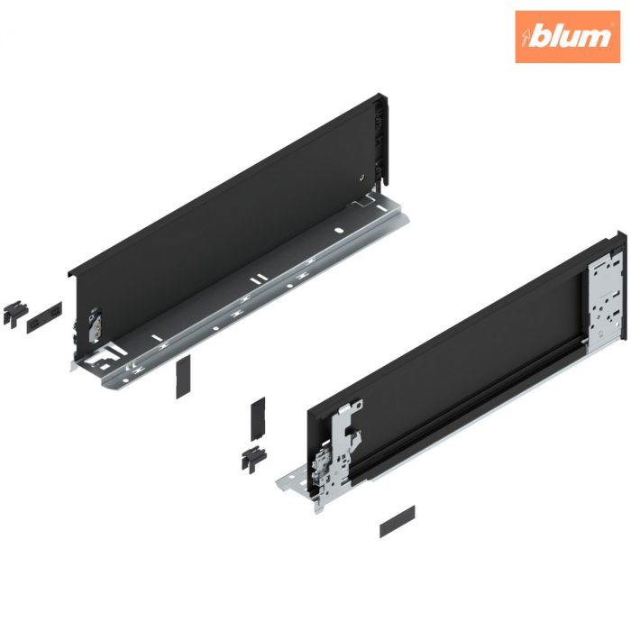 Laterală de sertar LEGRABOX (interior), Înălţime K (128.5 mm), NL=450 mm, dreapta+stânga, pentru LEGRABOX pure, finisaj negru-carbon mat 770K4501S [1]