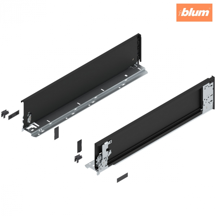 Laterală de sertar LEGRABOX (interior), Înălţime K (128.5 mm), NL=550 mm, dreapta+stânga, pentru LEGRABOX pure, finisaj negru-carbon mat 770K5501S [1]