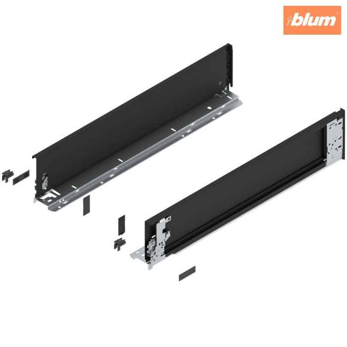 Laterală de sertar LEGRABOX (interior), Înălţime K (128.5 mm), NL=600 mm, dreapta+stânga, pentru LEGRABOX pure, finisaj negru-carbon mat 770K6001S [1]