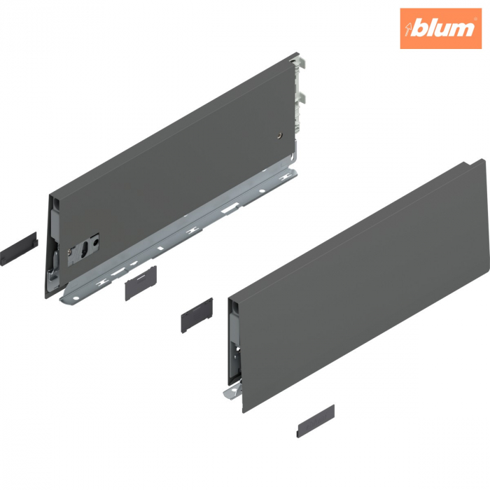 Laterală de sertar MERIVOBOX, Înălţime K (129 mm), NL=350 mm, dreapta+stânga, finisaj gri-orion mat 470K3502S [1]