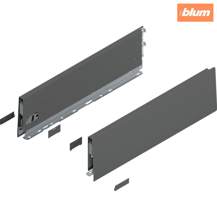 Laterală de sertar MERIVOBOX, Înălţime K (129 mm), NL=450 mm, dreapta+stânga, finisaj gri-orion mat 470K4502S [1]