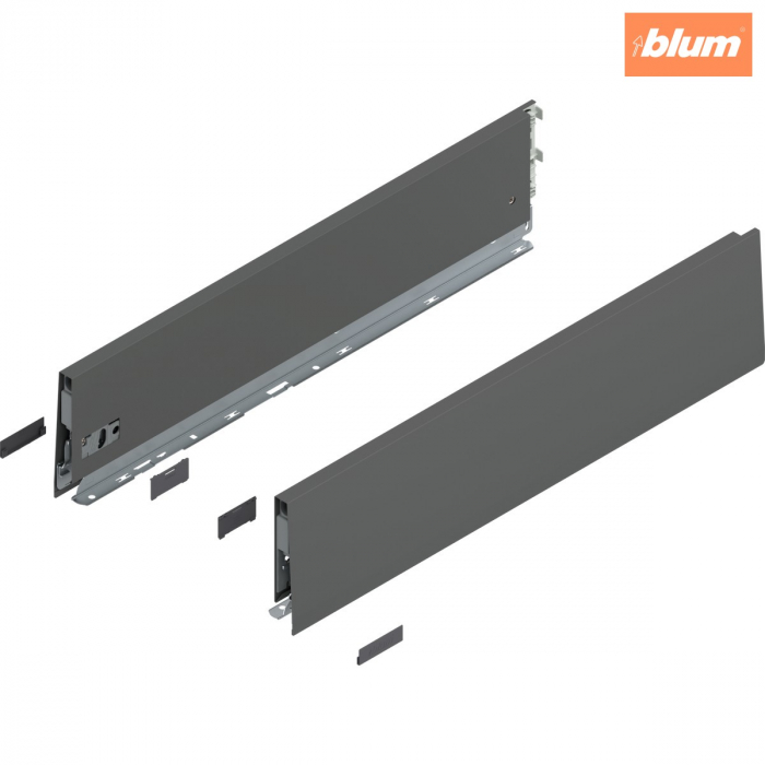 Laterală de sertar MERIVOBOX, Înălţime K (129 mm), NL=550 mm, dreapta+stânga, finisaj gri-orion mat 470K5502S [1]