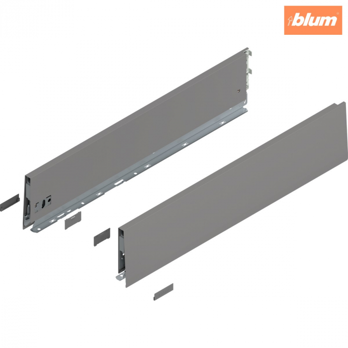 Laterală de sertar MERIVOBOX, Înălţime K (129 mm), NL=600 mm, dreapta+stânga, finisaj gri indiu mat 470K6002S [1]