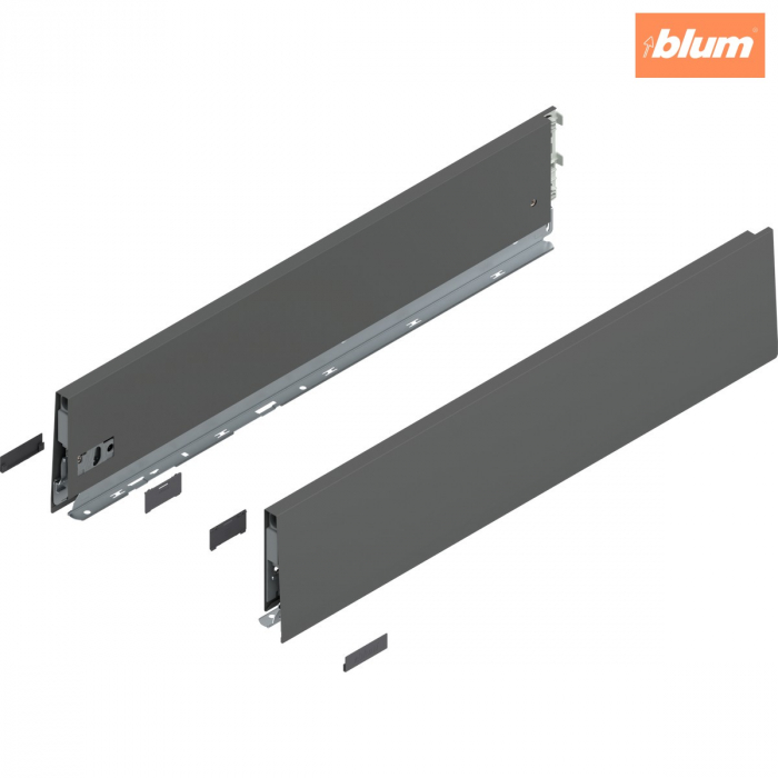Laterală de sertar MERIVOBOX, Înălţime K (129 mm), NL=600 mm, dreapta+stânga, finisaj gri-orion mat 470K6002S [1]