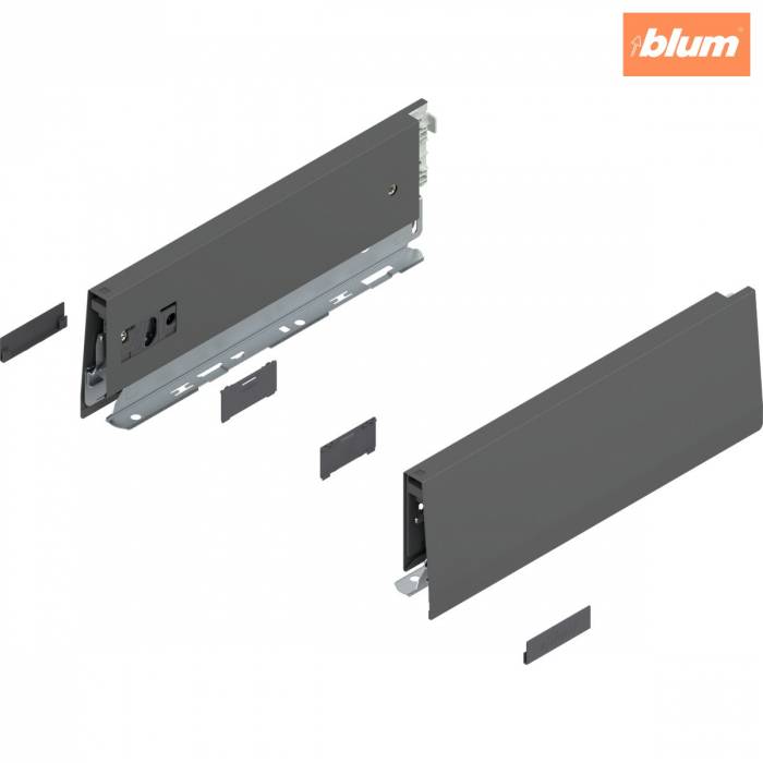 Laterală de sertar MERIVOBOX, Înălţime M (91 mm), NL=270 mm, dreapta+stânga, finisaj gri-orion mat 470M2702S [1]