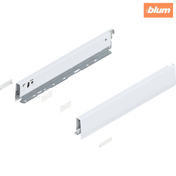 Laterală de sertar MERIVOBOX, Înălţime N (68.5 mm), NL=400 mm, dreapta+stânga, finisaj alb-mătase mat 470N4002S [1]