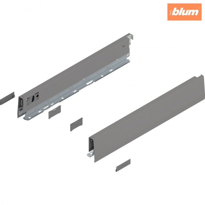 Laterală de sertar MERIVOBOX, Înălţime N (68.5 mm), NL=400 mm, dreapta+stânga, finisaj gri indiu mat 470N4002S [1]