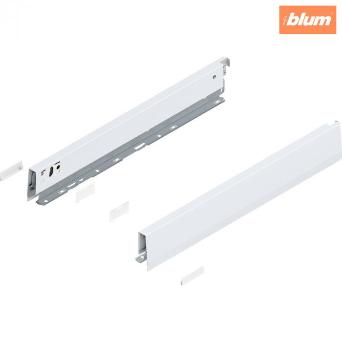 Laterală de sertar MERIVOBOX, Înălţime N (68.5 mm), NL=450 mm, dreapta+stânga, finisaj alb-mătase mat 470N4502S [1]
