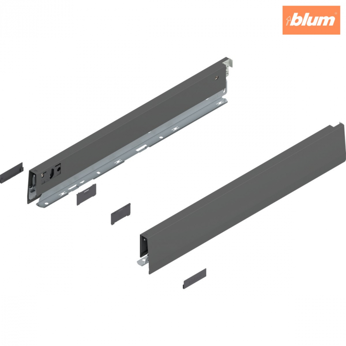 Laterală de sertar MERIVOBOX, Înălţime N (68.5 mm), NL=450 mm, dreapta+stânga, finisaj gri-orion mat 470N4502S [1]