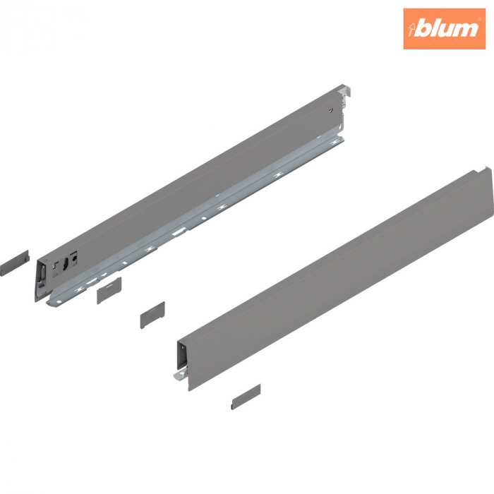 Laterală de sertar MERIVOBOX, Înălţime N (68.5 mm), NL=550 mm, dreapta+stânga, finisaj gri indiu mat 470N5502S [1]