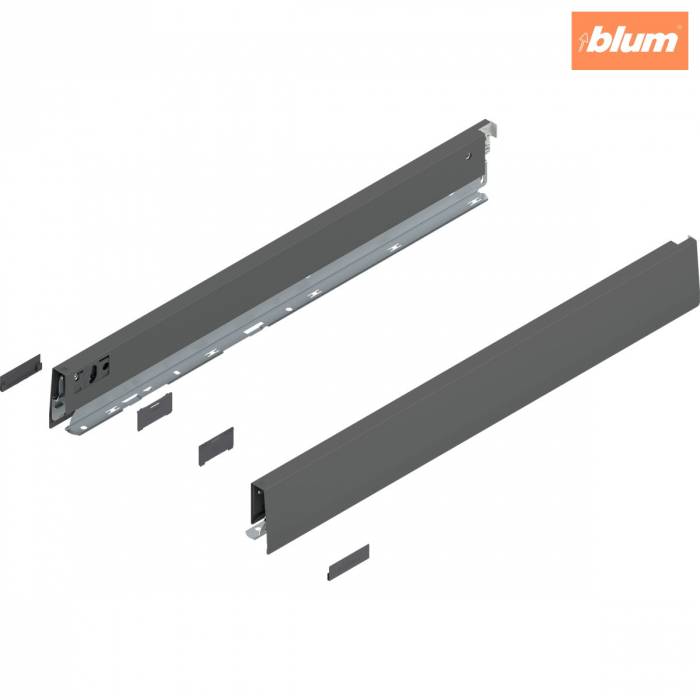 Laterală de sertar MERIVOBOX, Înălţime N (68.5 mm), NL=550 mm, dreapta+stânga, finisaj gri-orion mat 470N5502S [1]
