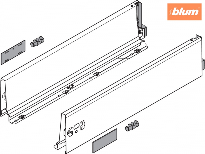 Laterală TANDEMBOX, Înălţime K (115.6 mm), NL=300 mm, dreapta+stânga, pentru TANDEMBOX antaro, finisaj R9006 gri aluminiu 378K3002SA [2]
