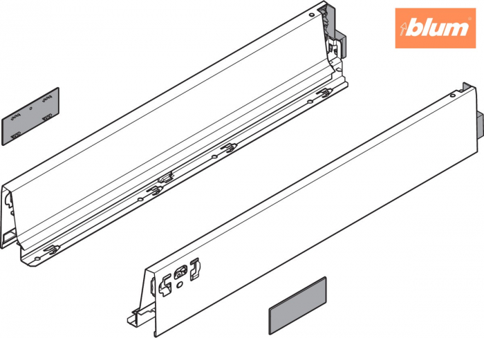 Laterală TANDEMBOX, Înălţime M (83.6 mm), NL=400 mm, dreapta+stânga, pentru TANDEMBOX antaro, finisaj în culoare "Seidenweiss" (alb sidefat) 378M4002SA [2]