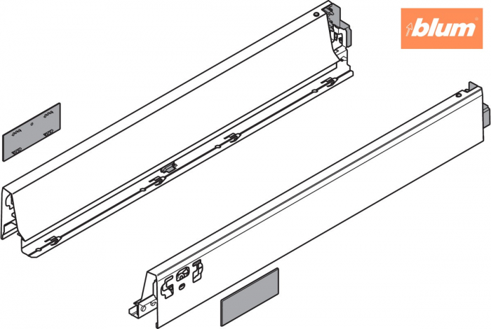 Laterală TANDEMBOX, Înălţime N (68.5 mm), NL=400 mm, dreapta+stânga, pentru TANDEMBOX antaro, finisaj R9006 gri aluminiu 378N4002SA [2]