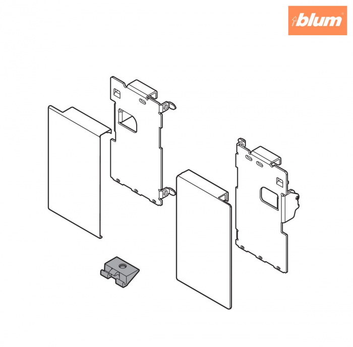 LEGRABOX Suporturi de front, montat cu şurub pentru distanţier, pentru sertar interior, dreapta+stânga, pentru LEGRABOX pure, finisaj gri-orion mat ZI7.0MS0 [2]