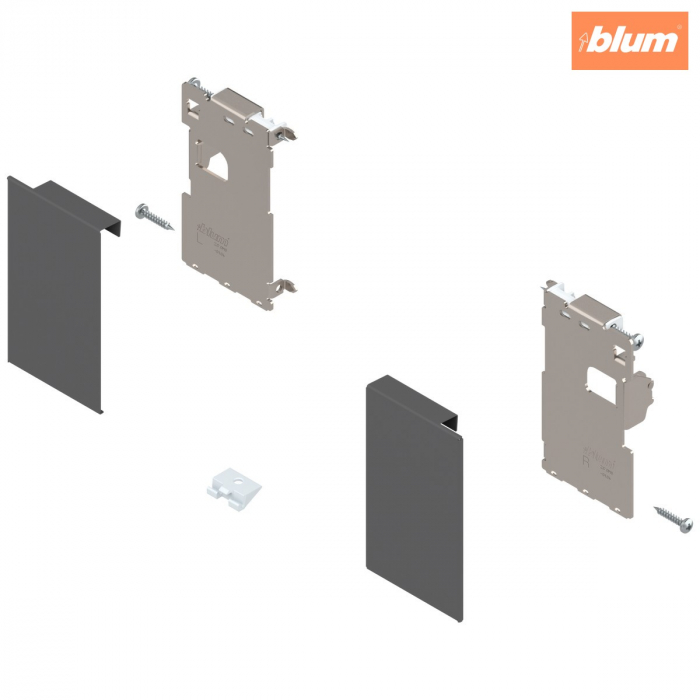 LEGRABOX Suporturi de front, montat cu şurub pentru distanţier, pentru sertar interior, dreapta+stânga, pentru LEGRABOX pure, finisaj gri-orion mat ZI7.0MS0 [1]