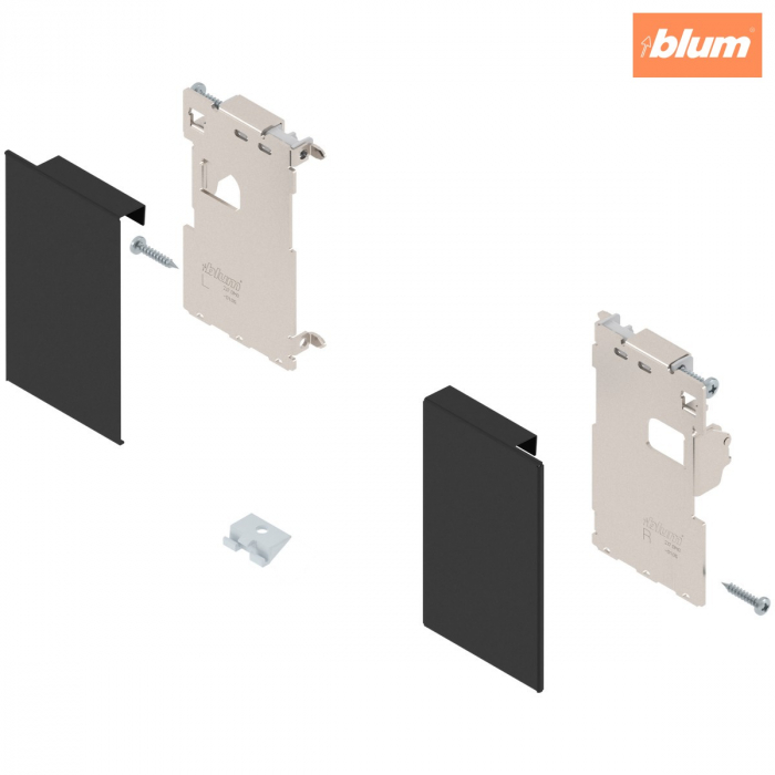 LEGRABOX Suporturi de front, montat cu şurub pentru distanţier, pentru sertar interior, dreapta+stânga, pentru LEGRABOX pure, finisaj negru-carbon mat ZI7.0MS0 [1]