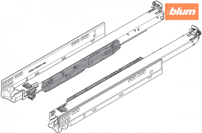 MOVENTO cu BLUMOTION S, Extragere totală, Glisare, 40 kg, NL=380 mm, pt cuplaj, stânga/dreapta, finisaj zincat 760H3800S [2]