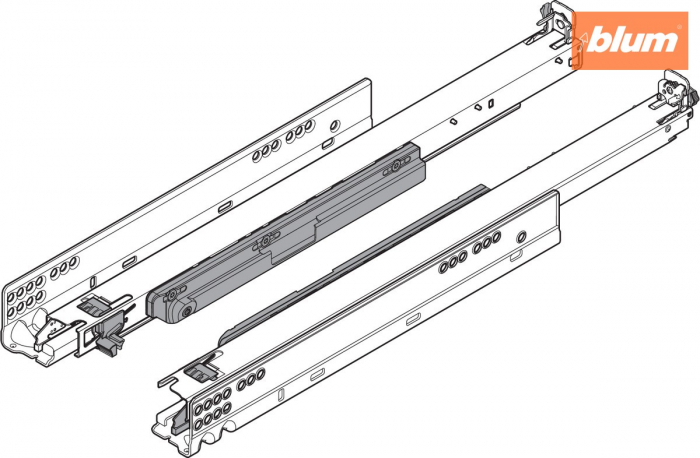 MOVENTO cu TIP-ON, Extragere totală, Glisare, 40 kg, NL=600 mm, pt cuplaj, stânga/dreapta, finisaj zincat 760H6000T [2]