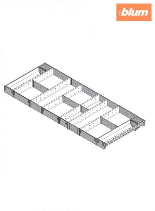 ORGA-LINE Set combinat (cu ocupare completă), pentru TANDEMBOX Sertar, NL=450 mm, KB=1200 mm, finisaj inox-periat/gri închis ZSI.12VUI4 [2]