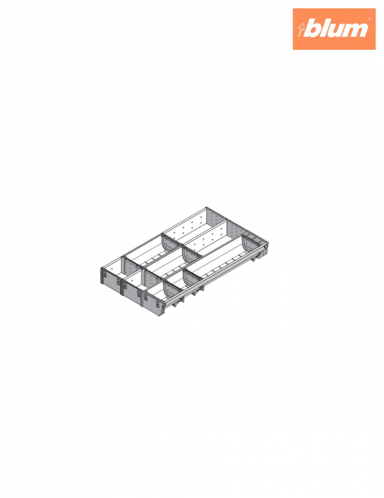 ORGA-LINE Set combinat (cu ocupare parţială), pentru TANDEMBOX Sertar, NL=500 mm, KB=450 mm, Lăţime=297 mm, finisaj inox-periat/gri închis ZSI.500MI3 [2]