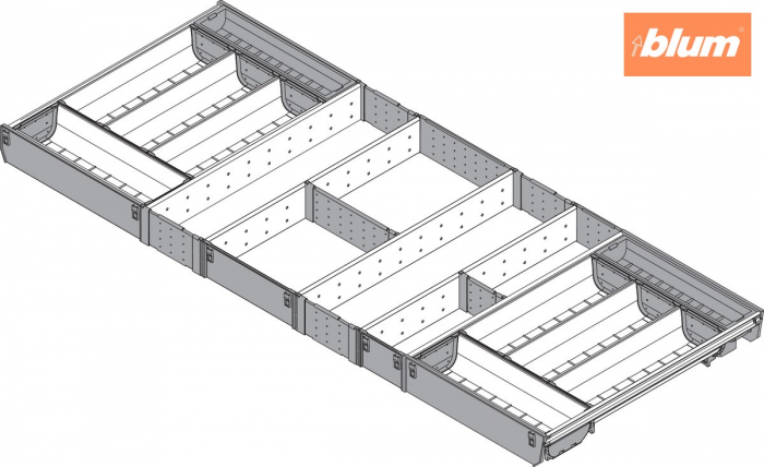 ORGA-LINE Set de casete (cu ocupare completă), pentru TANDEMBOX Sertar, NL=450 mm, KB=1200 mm, finisaj inox-periat/gri închis ZSI.12VEI4 [2]
