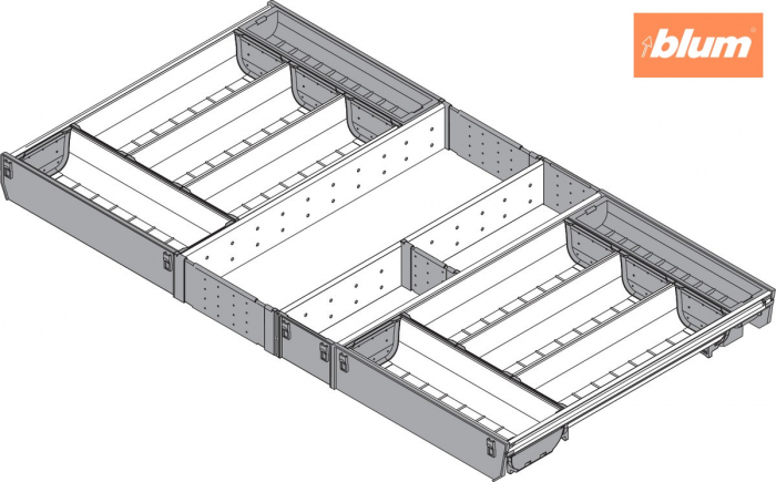 ORGA-LINE Set de casete (cu ocupare completă), pentru TANDEMBOX Sertar, NL=450 mm, KB=900 mm, finisaj inox-periat/gri închis ZSI.90VEI4 [2]