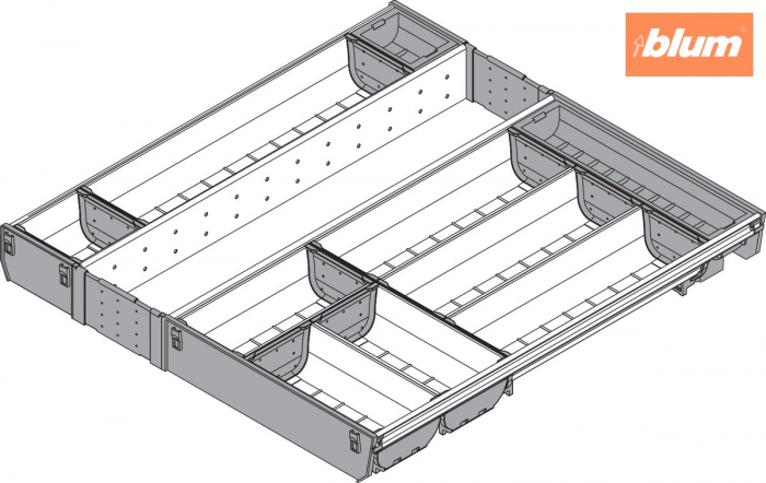 ORGA-LINE Set de casete (cu ocupare completă), pentru TANDEMBOX Sertar, NL=550 mm, KB=600 mm, finisaj inox-periat/gri închis ZSI.60VEI7 [2]