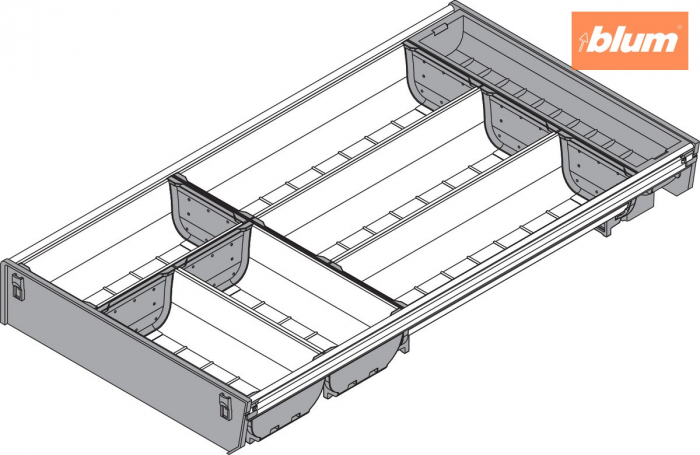 ORGA-LINE Set de casete (cu ocupare parţială), pentru TANDEMBOX Sertar, NL=550 mm, KB=400 mm, Lăţime=280 mm, finisaj inox-periat/gri închis ZSI.550BI3 [2]