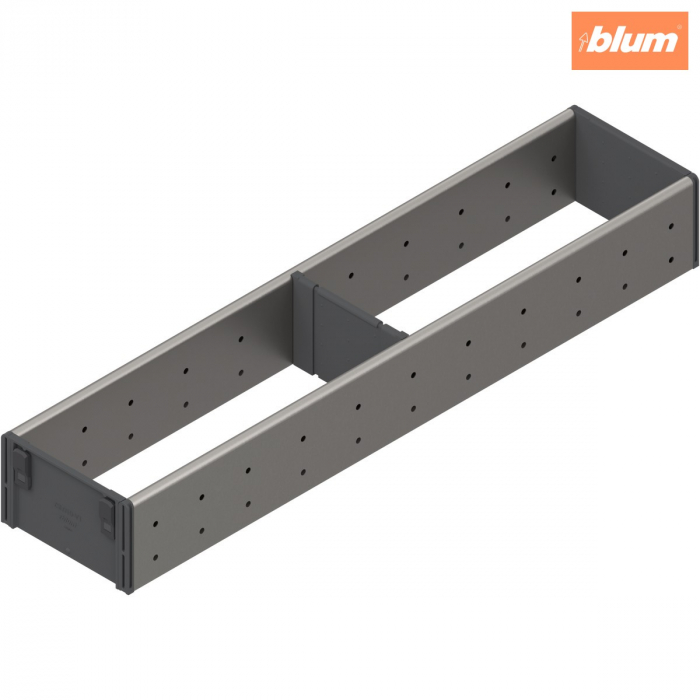 ORGA-LINE Set de compartimentare (cu ocupare parţială), pentru TANDEMBOX Sertar, NL=500 mm, KB=275 mm, Lăţime=105 mm, finisaj inox-periat/gri închis ZSI.500FI1 [1]