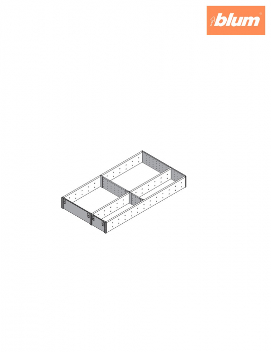 ORGA-LINE Set de compartimentare (cu ocupare parţială), pentru TANDEMBOX Sertar, NL=550 mm, KB=400 mm, Lăţime=291 mm, finisaj inox-periat/gri închis ZSI.550FI3 [2]